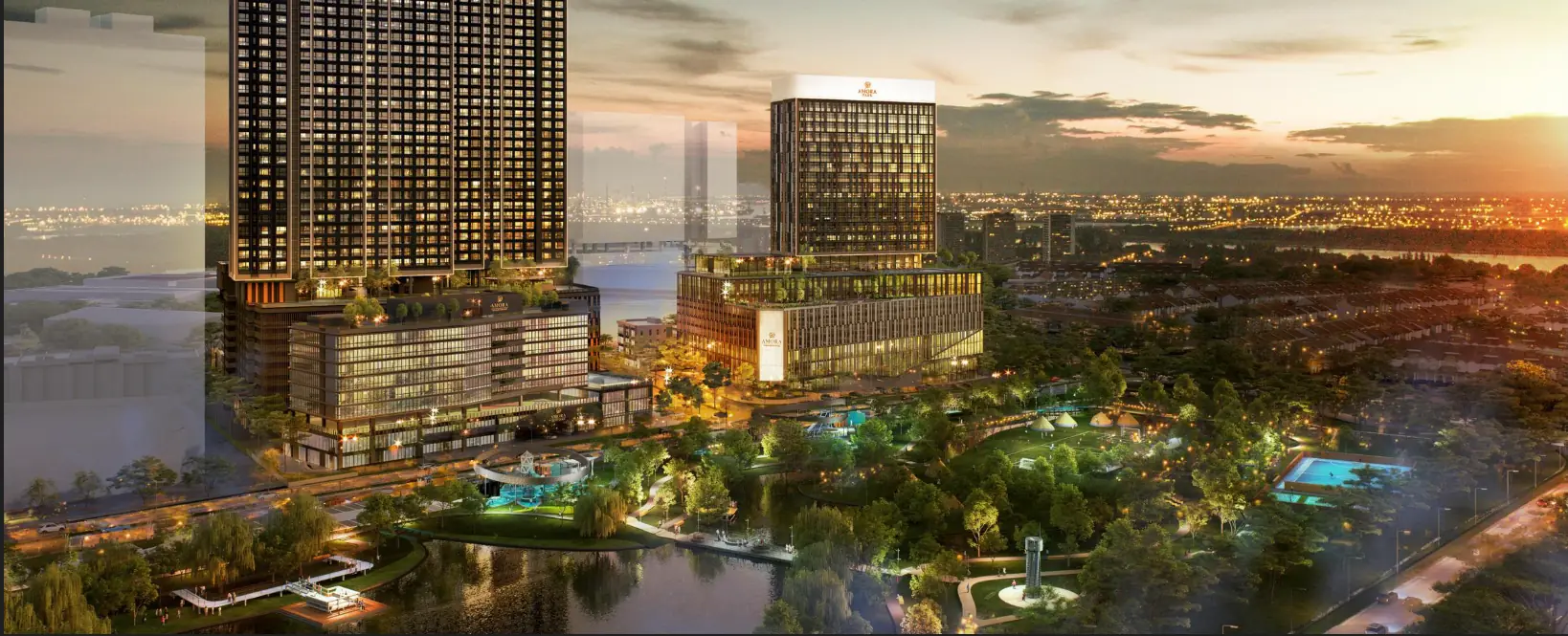Amora Park at dusk, artist’s impression
